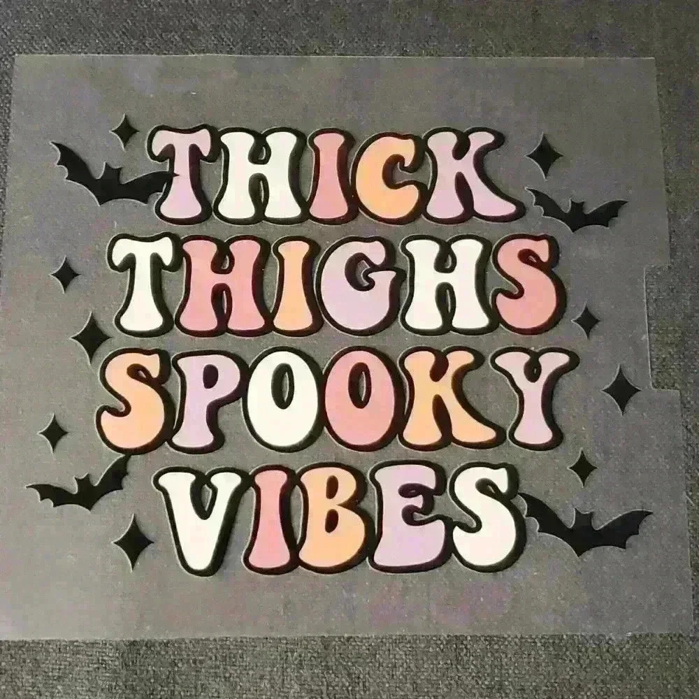 Thick Thighs and Spooky Vibes Halloween DTF Shirt Transfer